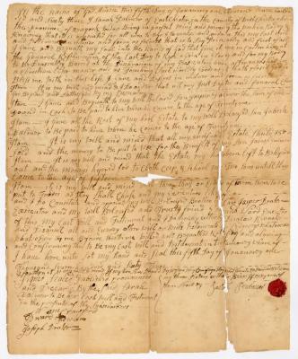 Probated will of Sarah Palmer, 1763