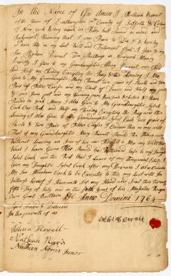 Probated will of Bethiah Burnit, 1764