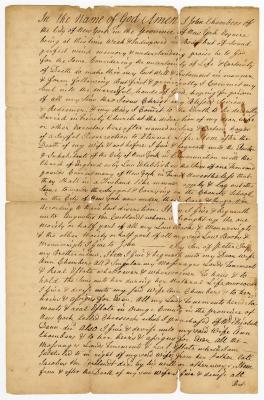 Probated will of John Chambers, 1764