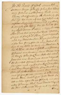 Probated will of Deborah Burger, 1764