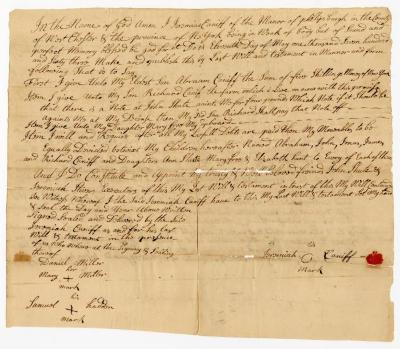 Probated will of Jeremiah Caniff, 1764