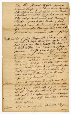 Probated will of Samuel Hopson, 1764