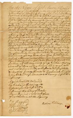 Probated will of Richard Hutchings, 1764