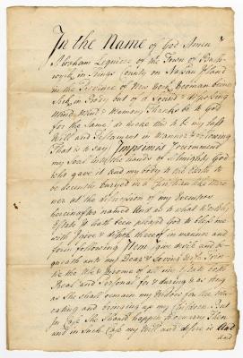Probated will of Abraham Lequiere, 1764