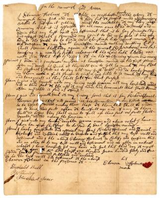 Probated will of Ebenezer Holmes, 1764