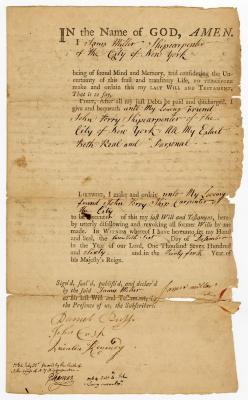 Probated will of James Miller, 1764