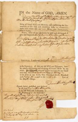 Probated will of Duncan Macklaughlan, 1764