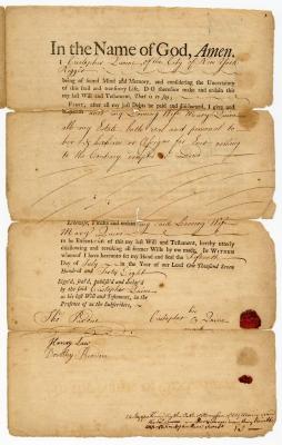 Probated will of Christopher Quine, 1764