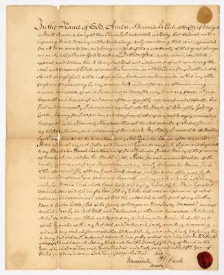 Probated will of Marmaduke Earle, 1765