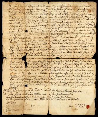 Probated will of Sarah Hulet, 1765