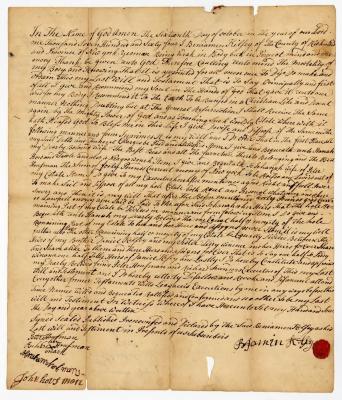 Probated will of Benjamin Kelsey, 1765