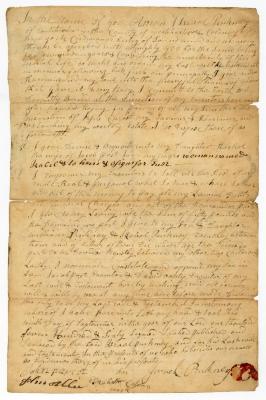 Probated will of Israel Pinkney, 1765