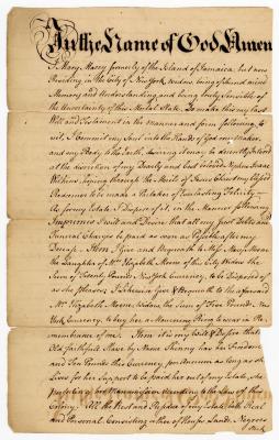 Probated will of Mary Macey, 1765