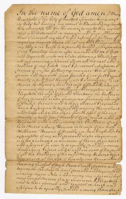 Probated will of Mary Brockholst, 1766
