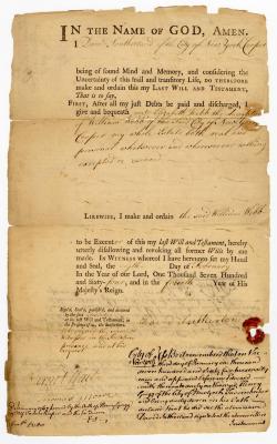 Probated will of Daniel Sutherland, 1765
