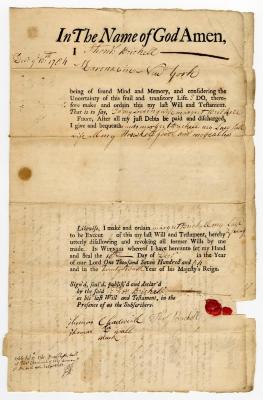 Probated will of Thomas Brickell, 1766