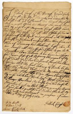 Probated will of Patrick Carryl, 1766