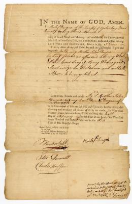 Probated will of Rulef Duryea, 1766