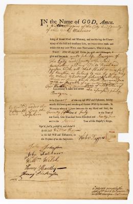 Probated will of Waters Higgins, 1766