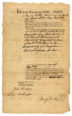 Probated will of Henry Hartley, 1766