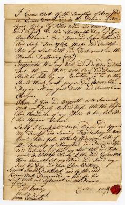 Probated will of Ceeors Mott, 1766