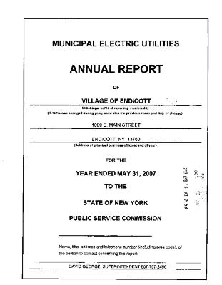 Municipal electric utilities annual report of the Village of Endicott to the Public Service Commission, 2007