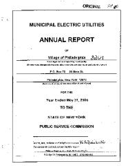 Municipal electric utilities annual report of the Village of Philadelphia to the Public Service Commission, 2005