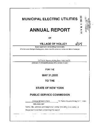 Municipal electric utilities annual report of the Village of Holley to the Public Service Commission, 2005