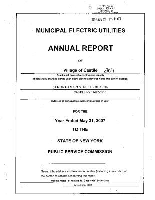 Municipal electric utilities annual report of the Village of Castile to the Public Service Commission, 2007