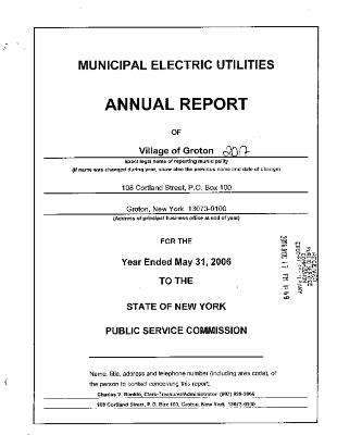 Municipal electric utilities annual report of the Village of Groton to the Public Service Commission, 2006