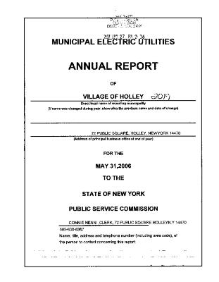 Municipal electric utilities annual report of the Village of Holley to the Public Service Commission, 2006