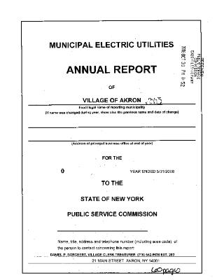 Municipal electric utilities annual report of the Village of Akron to the Public Service Commission, 2006