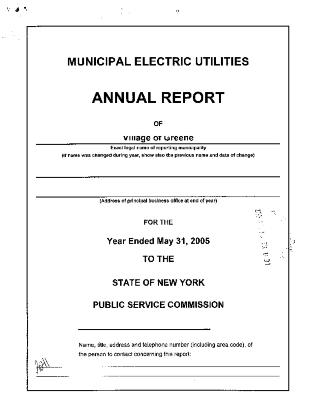 Municipal electric utilities annual report of the Village of Green to the Public Service Commission, 2005