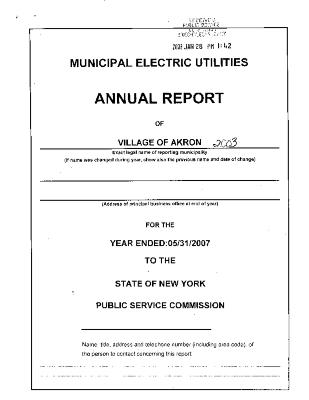 Municipal electric utilities annual report of the Village of Akron to the Public Service Commission, 2007