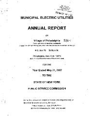 Municipal electric utilities annual report of the Village of Philadelphia to the Public Service Commission, 2007