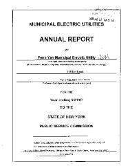 Municipal electric utilities annual report of the Penn Yan Municipal Utilities to the Public Service Commission, 2007