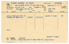 World War I military service abstract for Humphrey Bogart, Navy service number 112 30 62