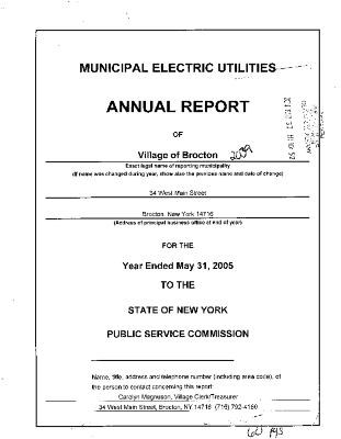 Municipal electric utilities annual report of the Village of Brocton to the Public Service Commission, 2005