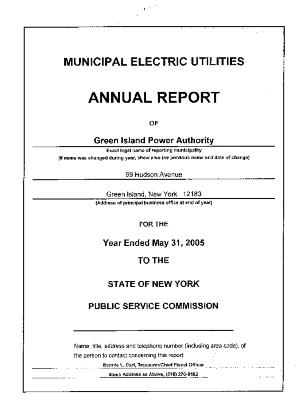 Municipal electric utilities annual report of the Green Island Power Authority to the Public Service Commission, 2005