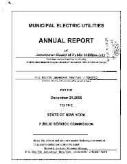 Municipal electric utilities annual report of the Jamestown Board of Public Utilities to the Public Service Commission, 2006