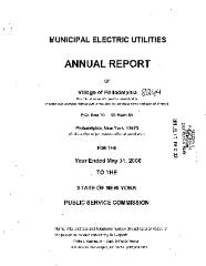 Municipal electric utilities annual report of the Village of Philadelphia to the Public Service Commission, 2006