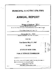 Municipal electric utilities annual report of the Village of Andover to the Public Service Commission, 2007