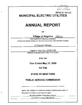 Municipal electric utilities annual report of the Village of Angelica to the Public Service Commission, 2006