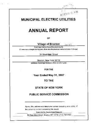 Municipal electric utilities annual report of the Village of Brocton to the Public Service Commission, 2007