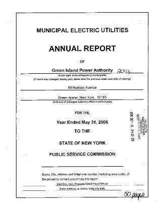 Municipal electric utilities annual report of the Green Island Power Authority, 2006