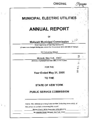 Municipal electric utilities annual report of the Mohawk Municipal Commission to the Public Service Commission, 2005