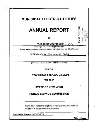 Municipal electric utilities annual report of the Village of Churchville to the Public Service Commission, 2006