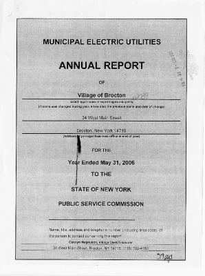 Municipal electric utilities annual report of the Village of Brocton to the Public Service Commission, 2006