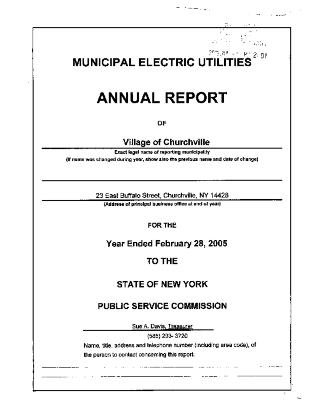 Municipal electric utilities annual report of the Village of Churchville to the Public Service Commission, 2005