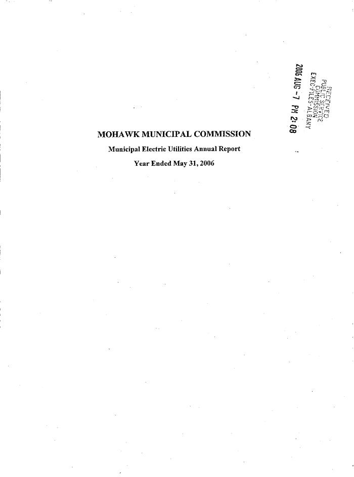 Municipal electric utilities annual report of the Mohawk Municipal Commission to the Public Service Commission, 2006